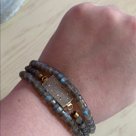 Druzy triple stack bracelet - Picture 2 of 3